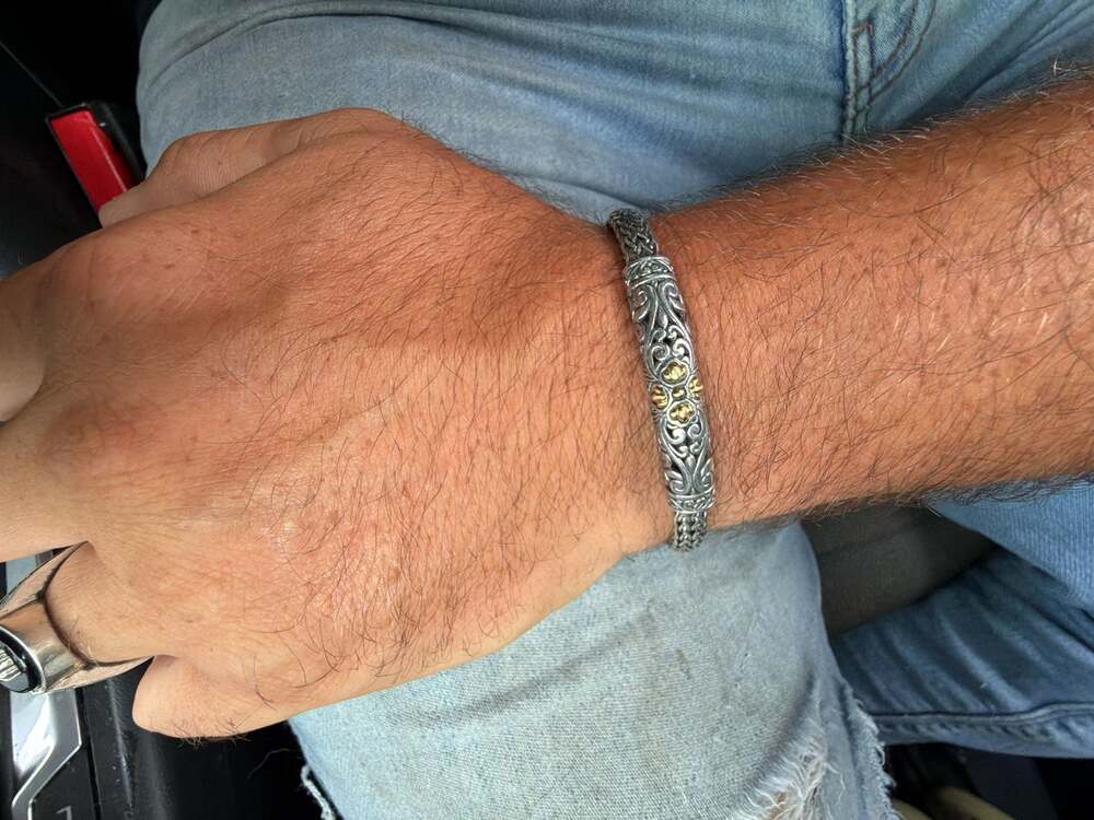 Samuel B. Sterling Silver & 18K Yellow Gold Tulang Naga Filigree Bar Bracelet - Picture 6 of 6